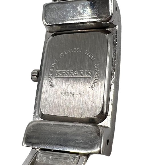 KESSARIS Analog Wristwatch Silver Toned Cuff Band Rectangular #A305-1 - Picture 6 of 8